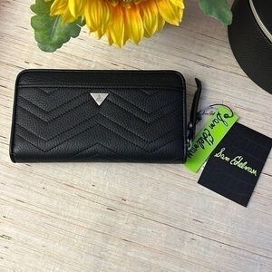 Brand New Sam Edelman checkbook style, black leather, 16 slots,ID slot B6